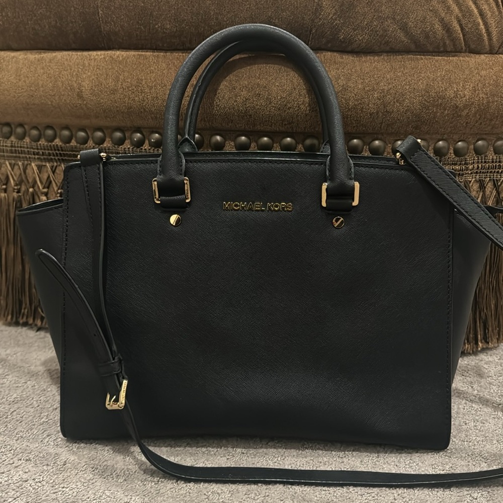Michael Kors satchel Crossbody black leather handbag